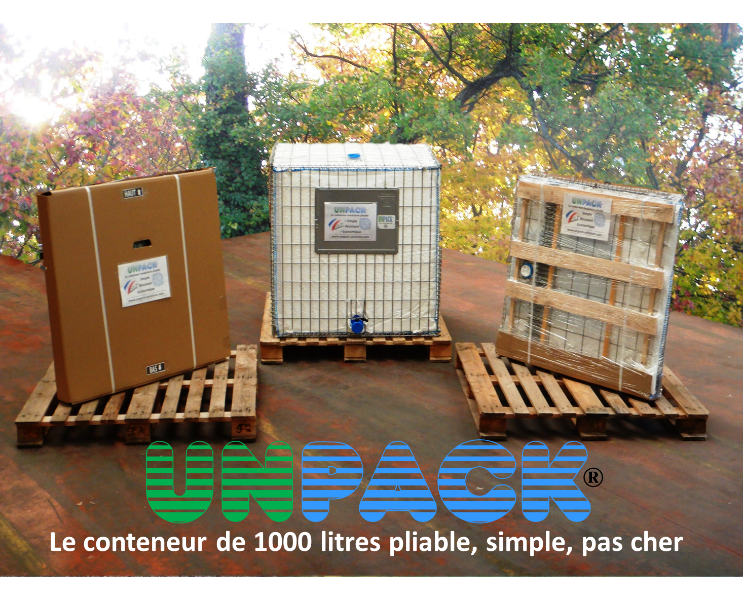 Conteneur 1000 litres pliable - La solution brevetée UNPACK